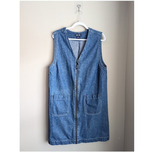 Cherokee Dresses & Skirts - Vintage Cherokee Denim Zip-Front Sleeveless Dress